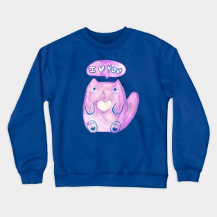 I Heart You Pink Watercolor Cat Crewneck Sweatshirt